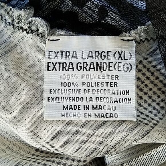 Jaclyn Smith Women's Black Silver Nightgown Size XL Satin Sleepwear Lingerie - Picture 3 of 4